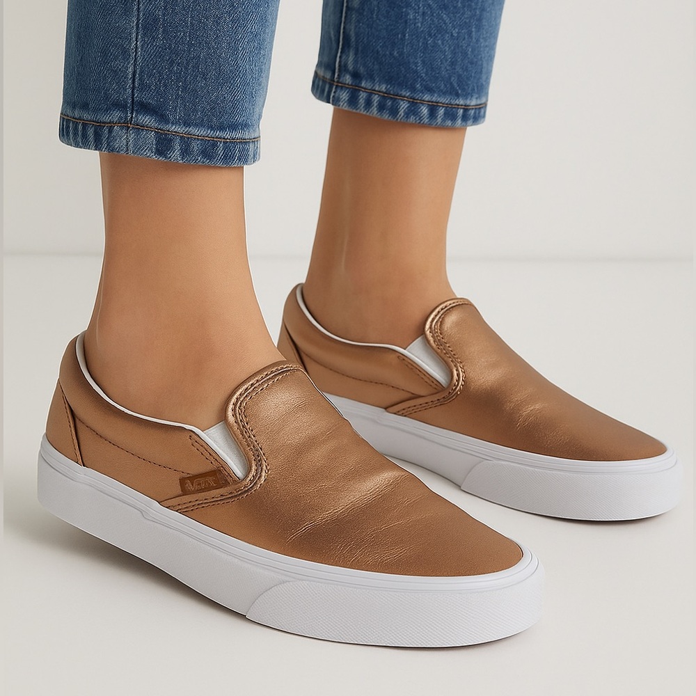 Vans Metallic Bronze Slip-On Sneakers